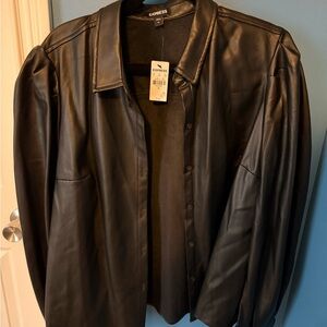 Express Black Faux Leather Shirt
